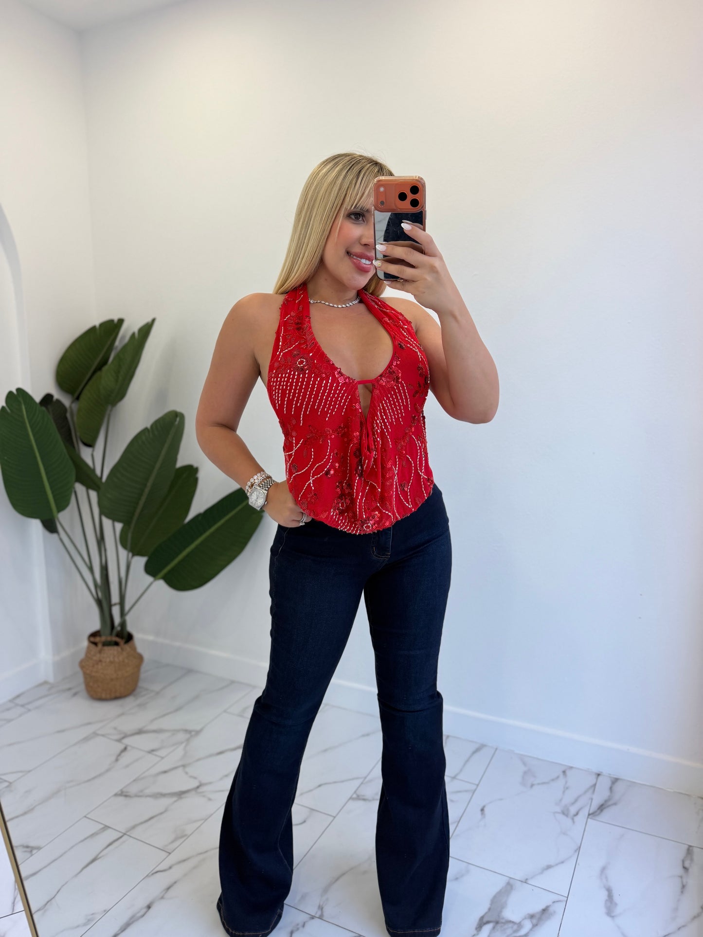 Fancy Sequins Halter top
