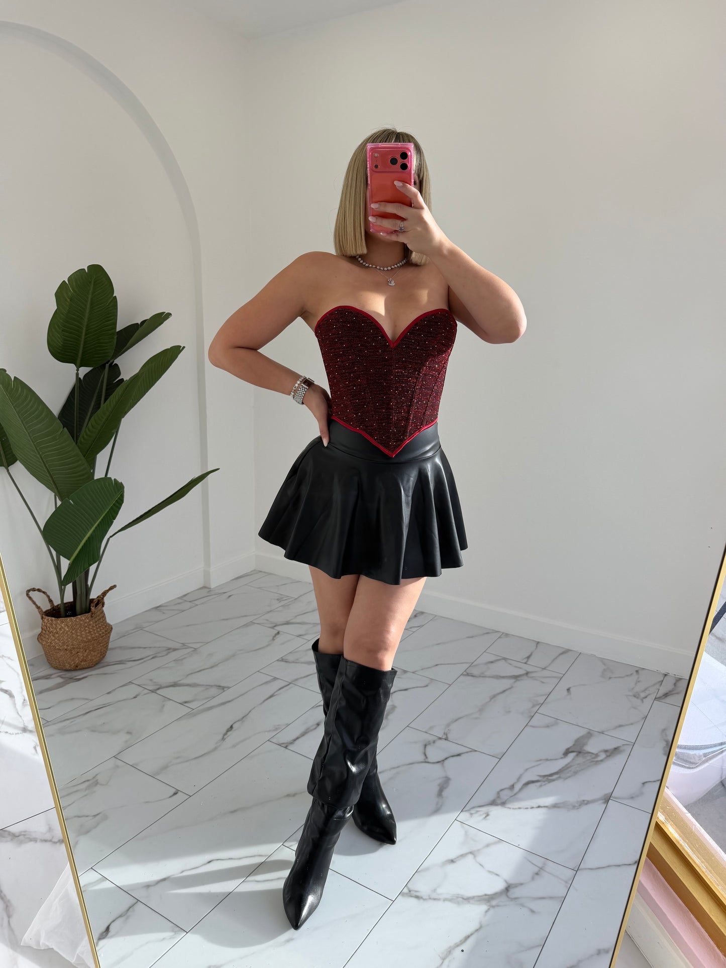 Campana leather skort