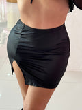 Mini leather skirt