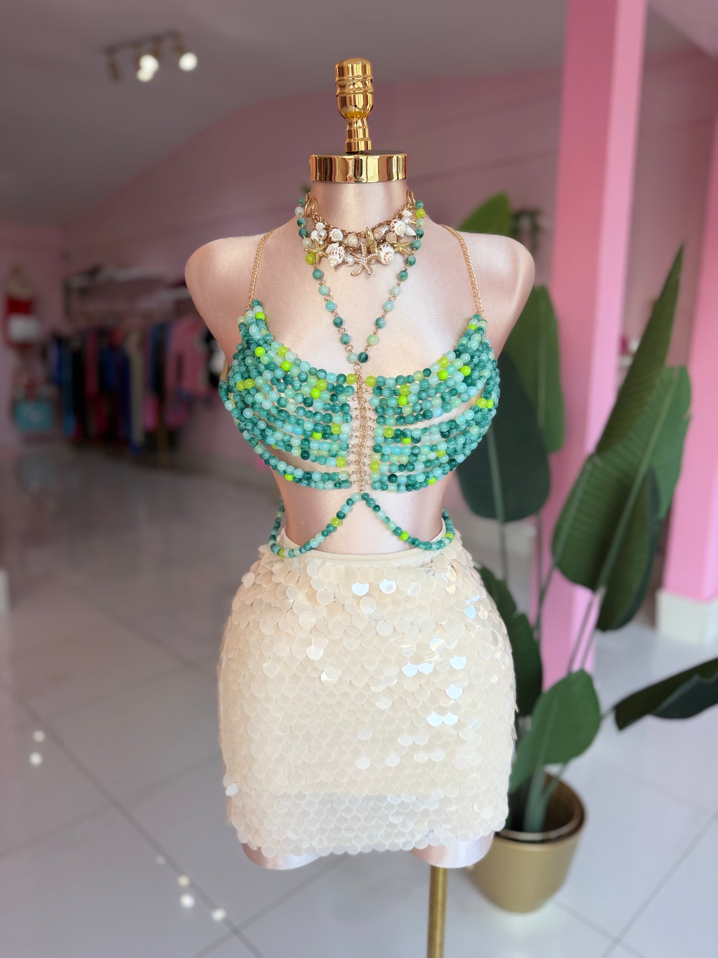 Nude sequins skirt