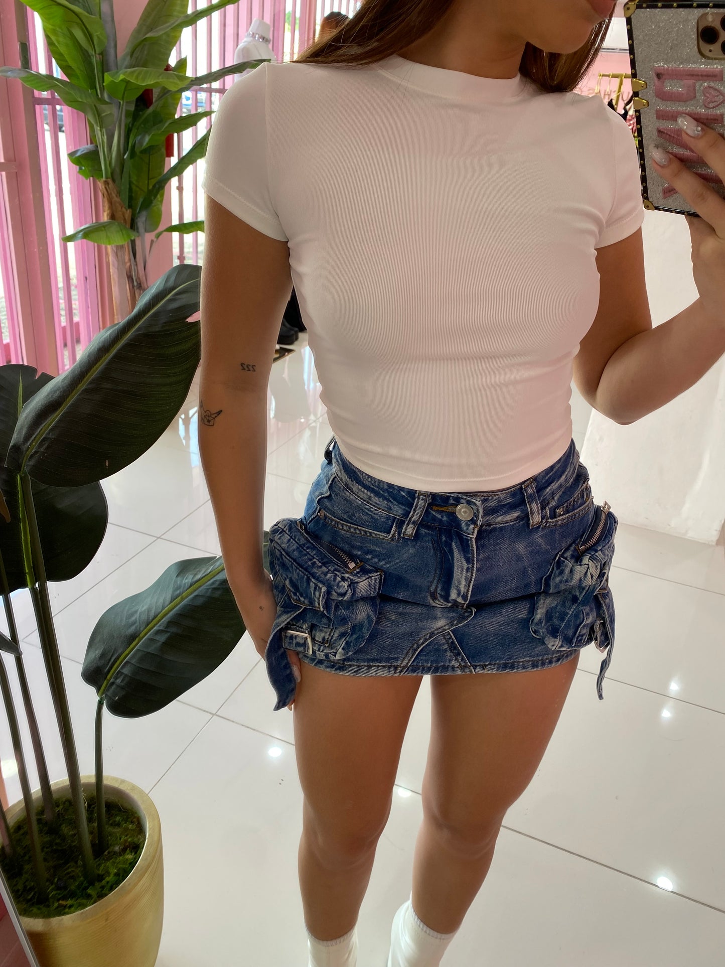 Cargo Denim Skort