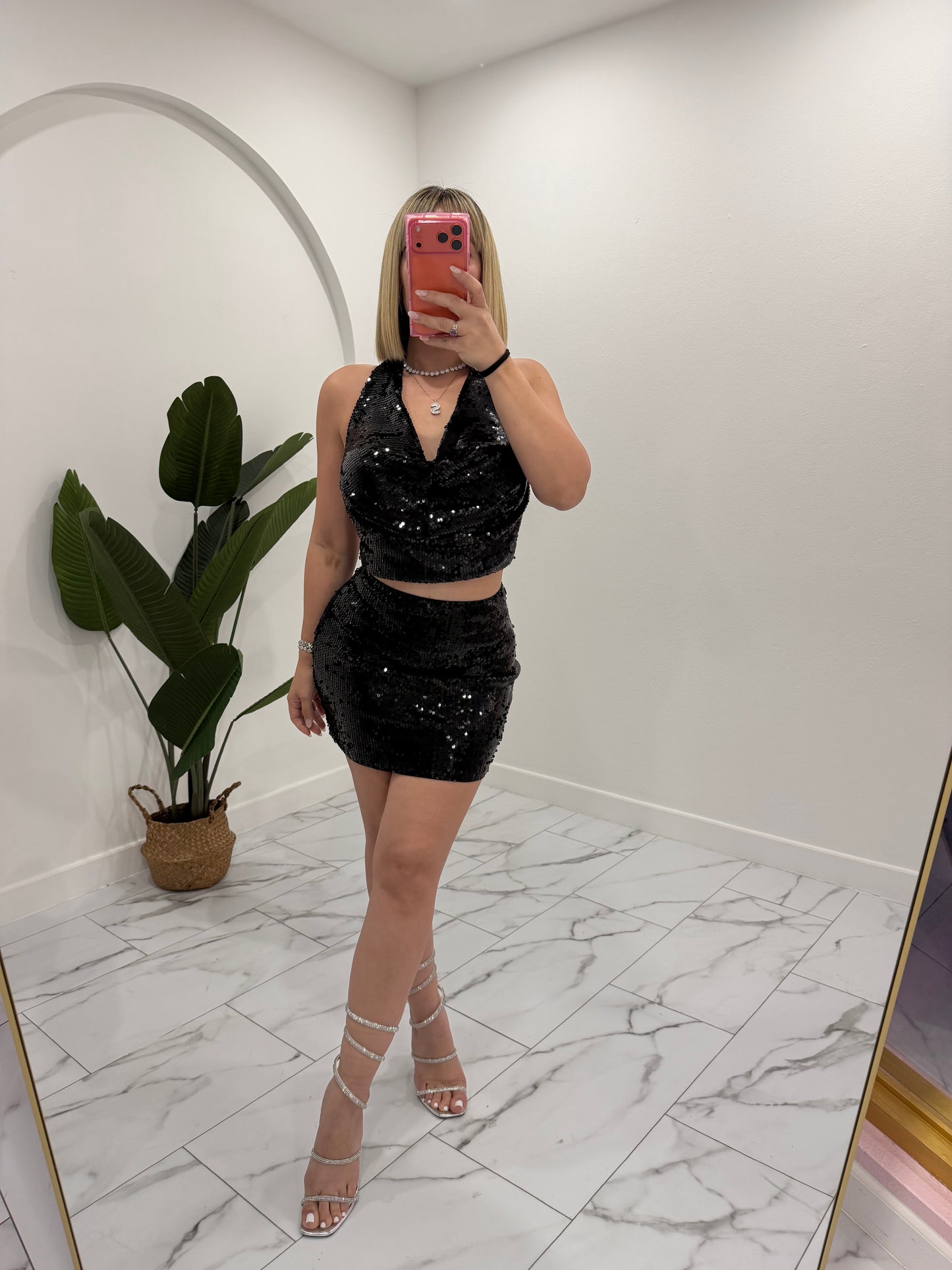 Sequins halter set