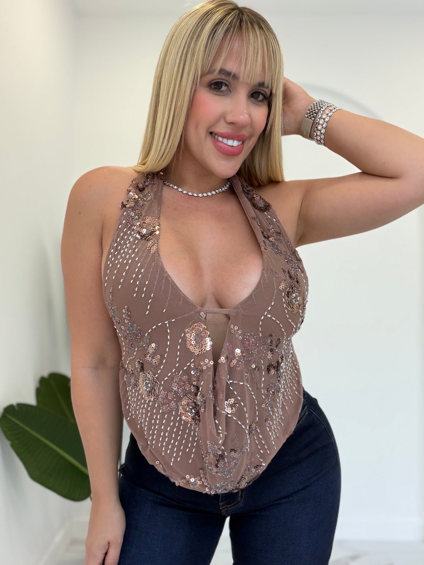 Fancy Sequins Halter top