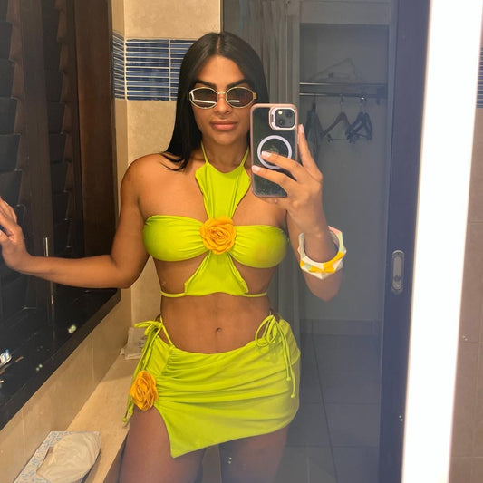 Flower green bikini set