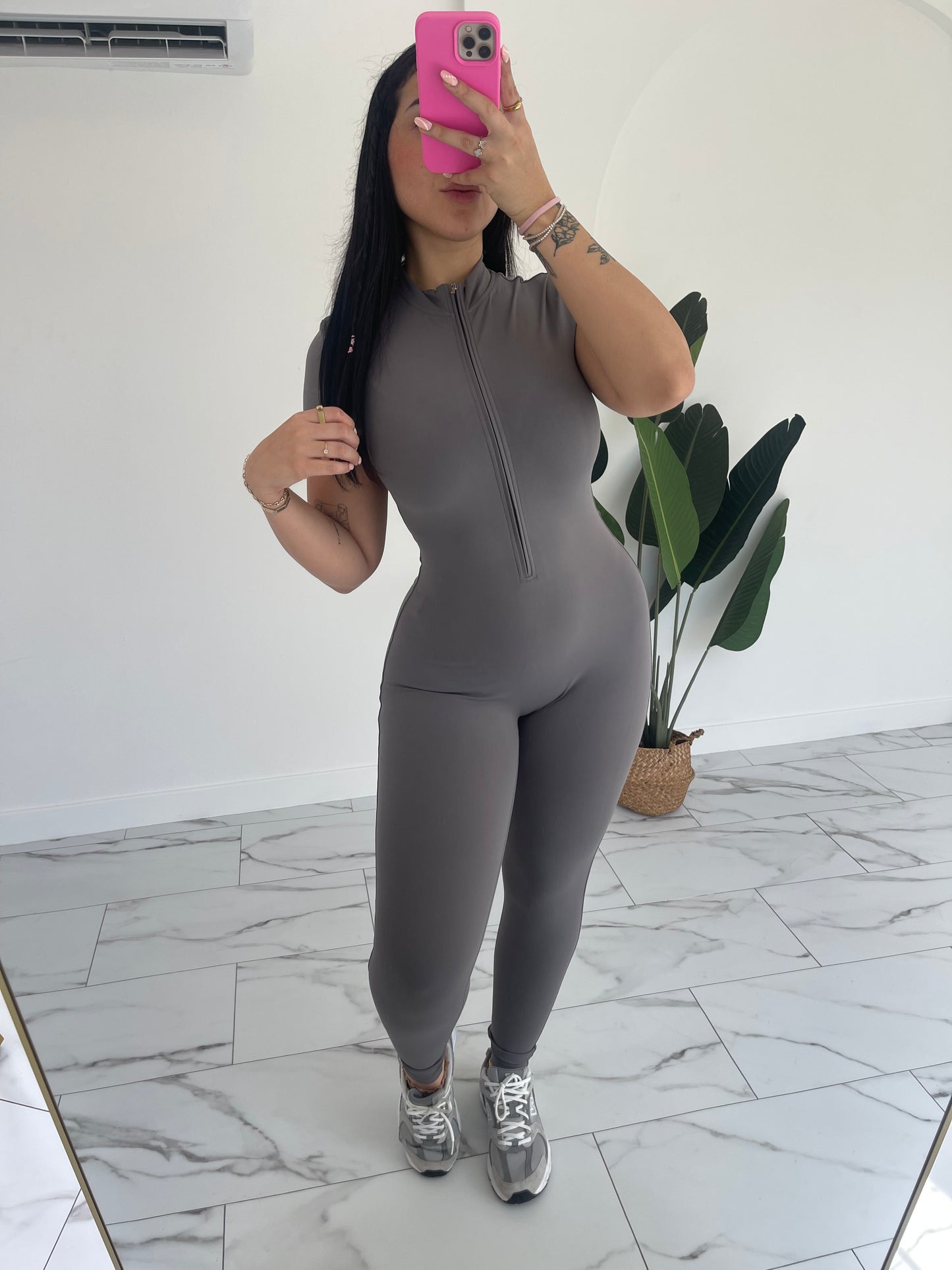 Jumpsuit Tshirt Style Zipper (Spandex) sport