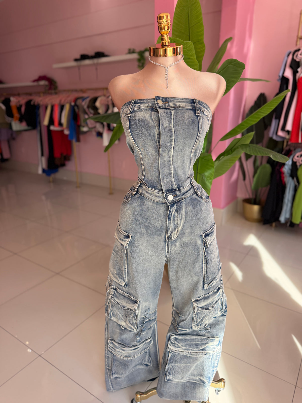Cargo Denim Jumpsuit