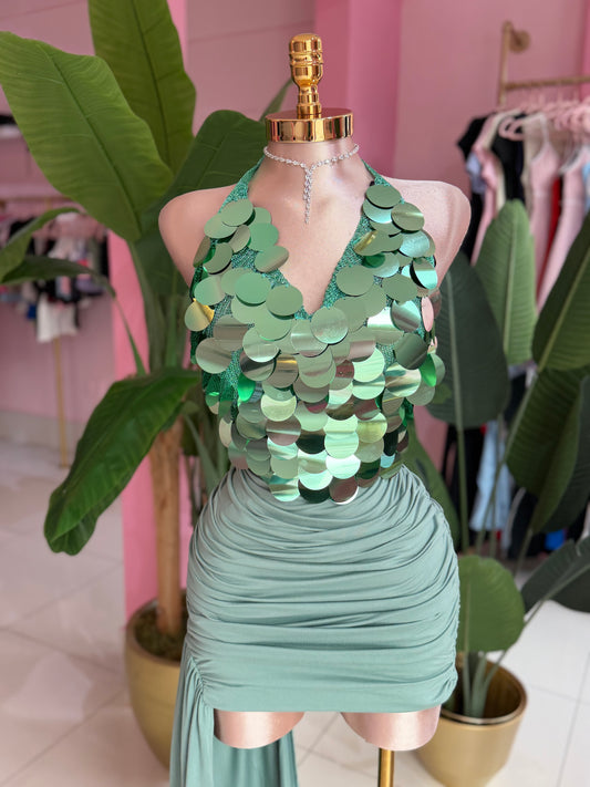 Green Sequins top