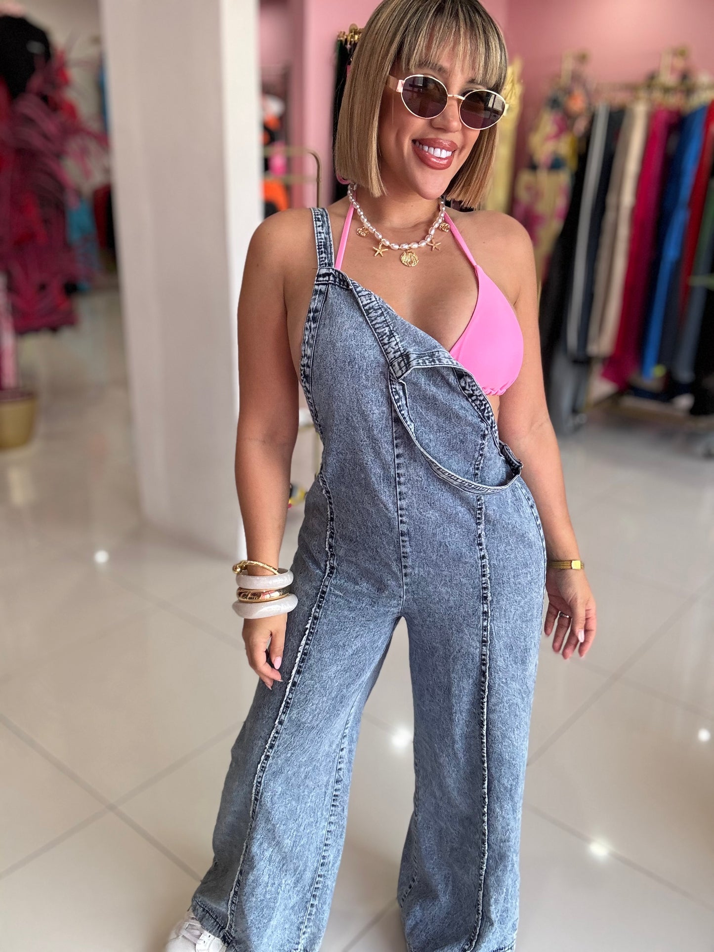 Denim mameluco