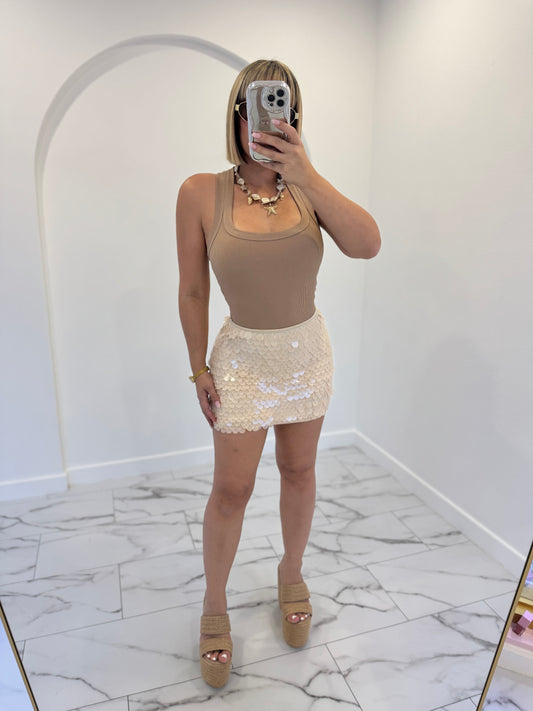 Nude sequins skirt