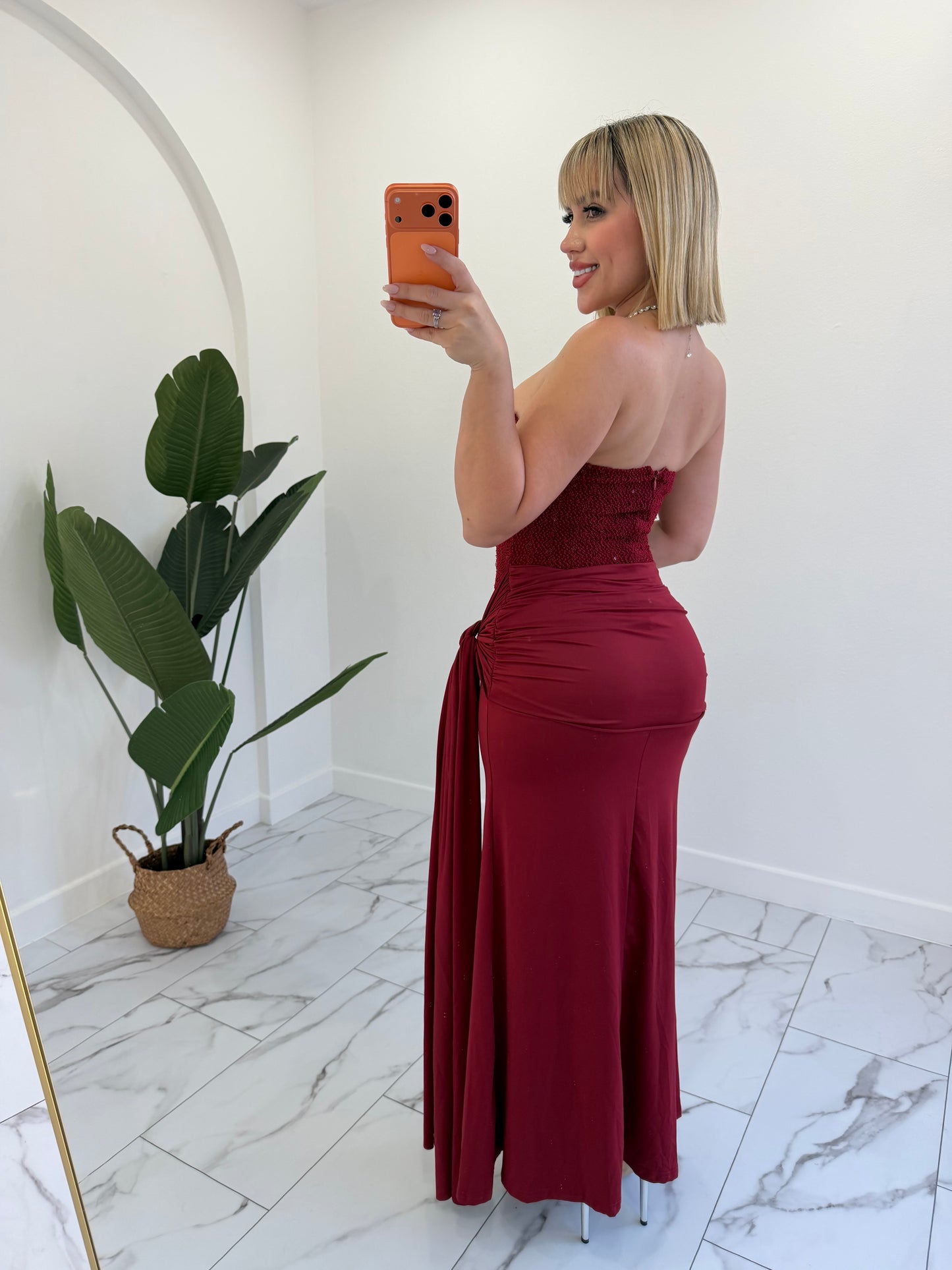Wine maxi dress