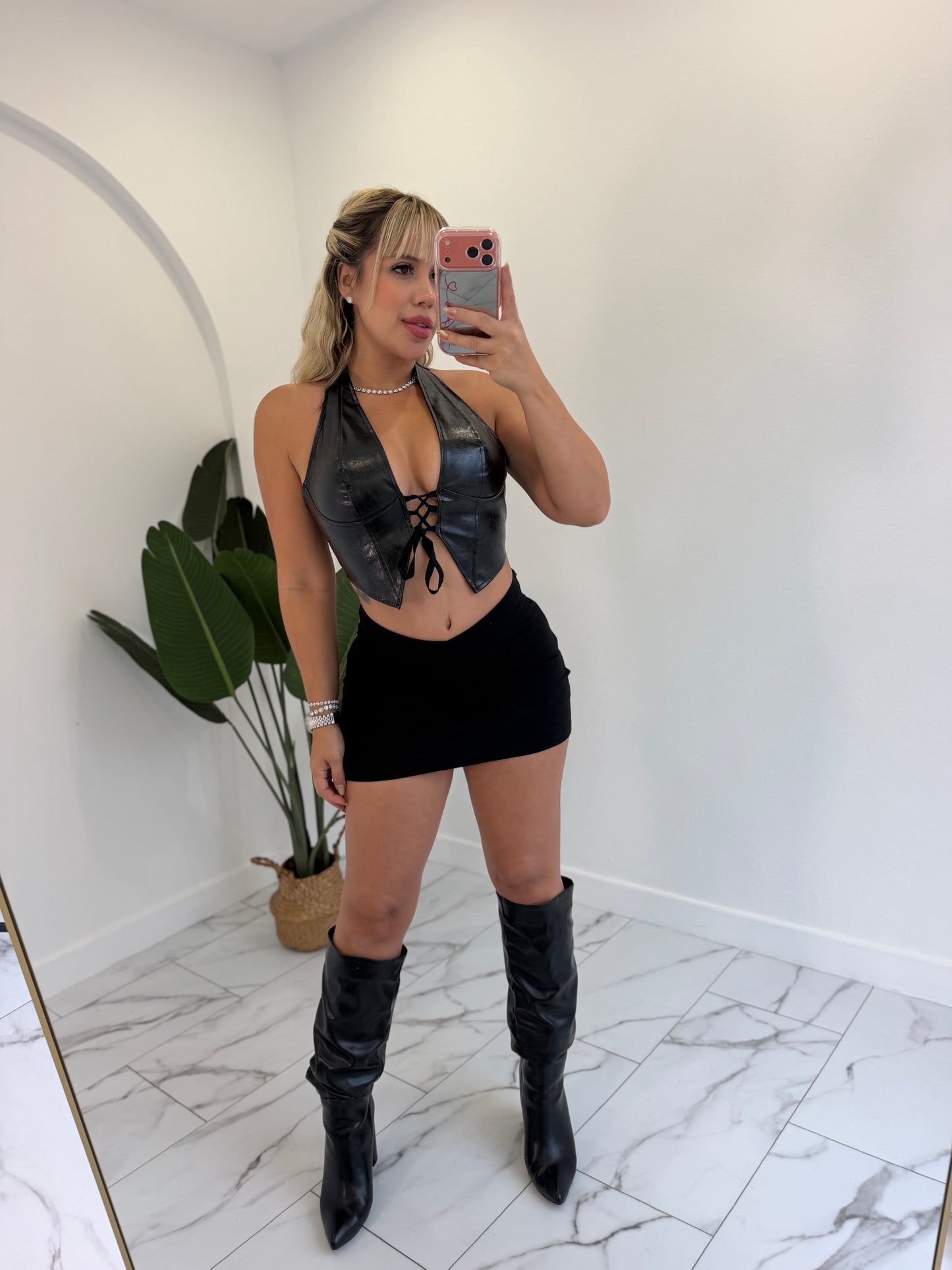 Crash leather top