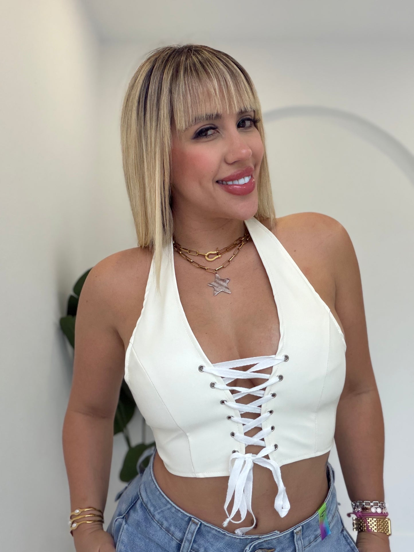 Halter cordones top
