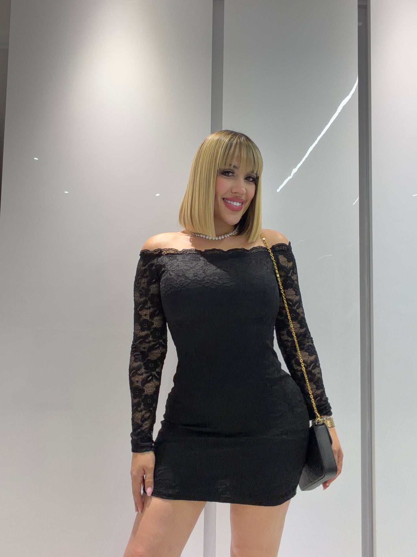 Manga larga encaje dress