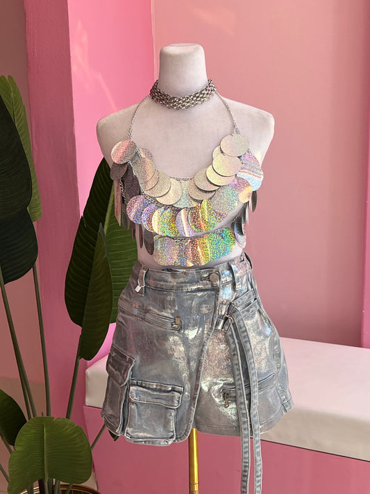 Skort denim plata