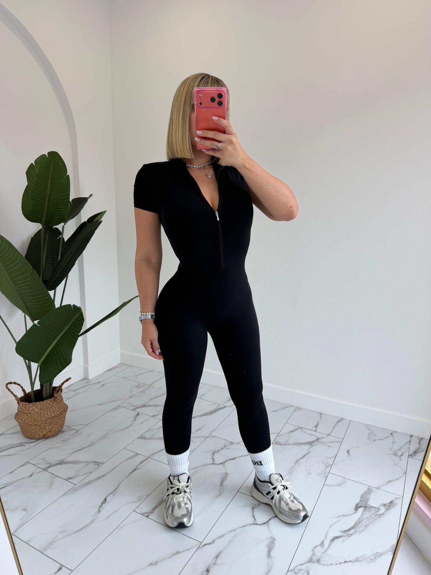 Jumpsuit Tshirt Style Zipper (Spandex) sport