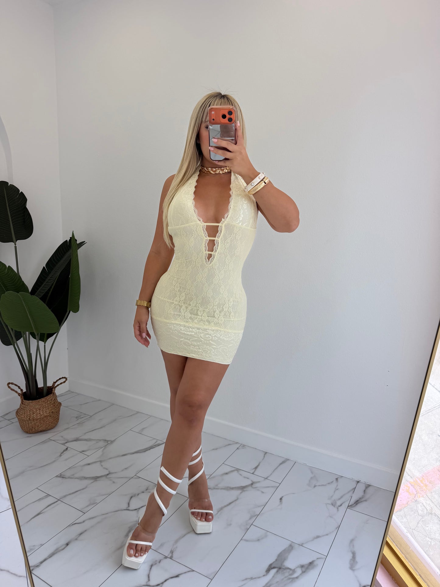 Lace halter dress