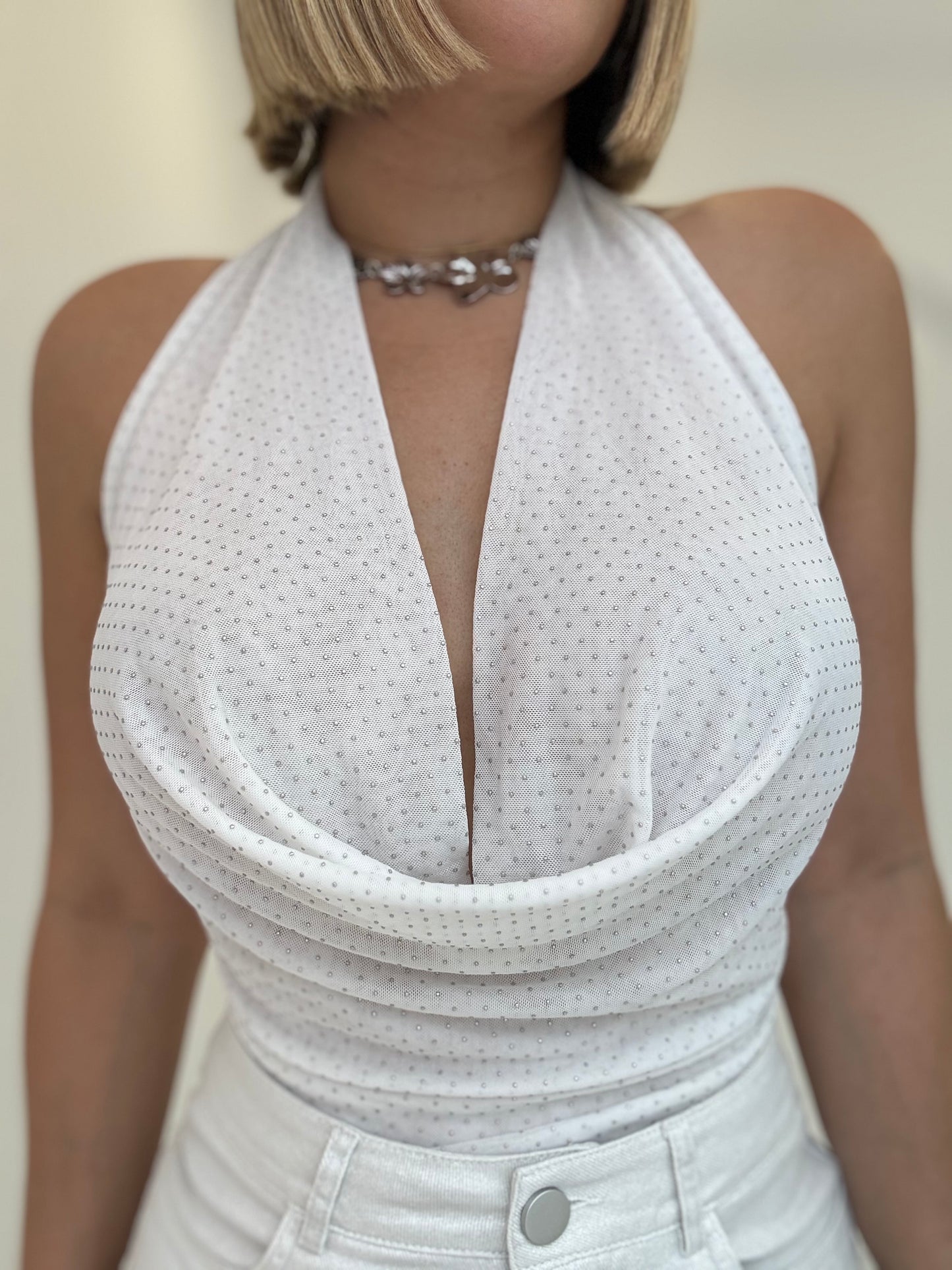Mesh dot Halter top