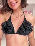 Flower black bikini set