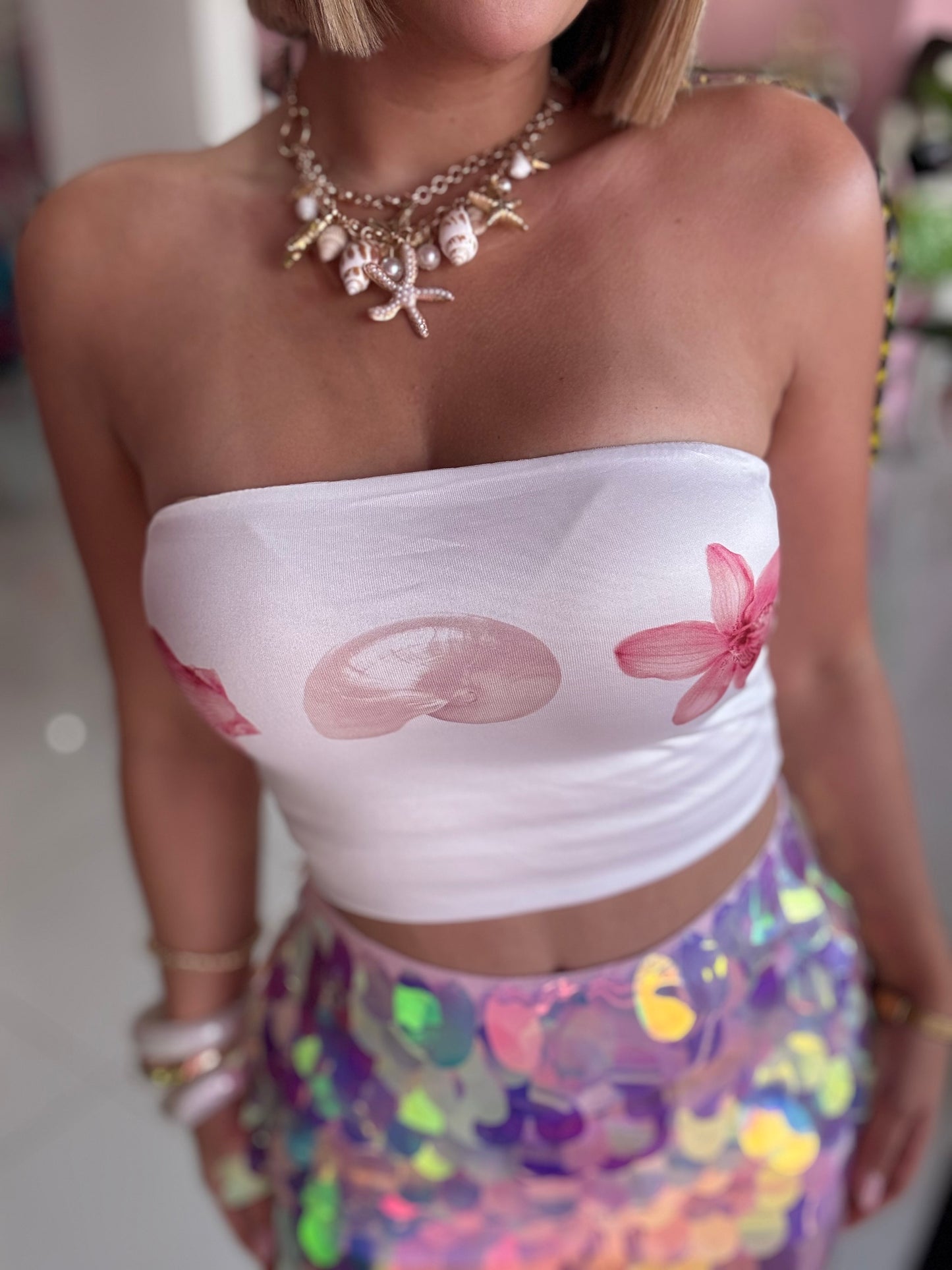 Caracoles strapless top