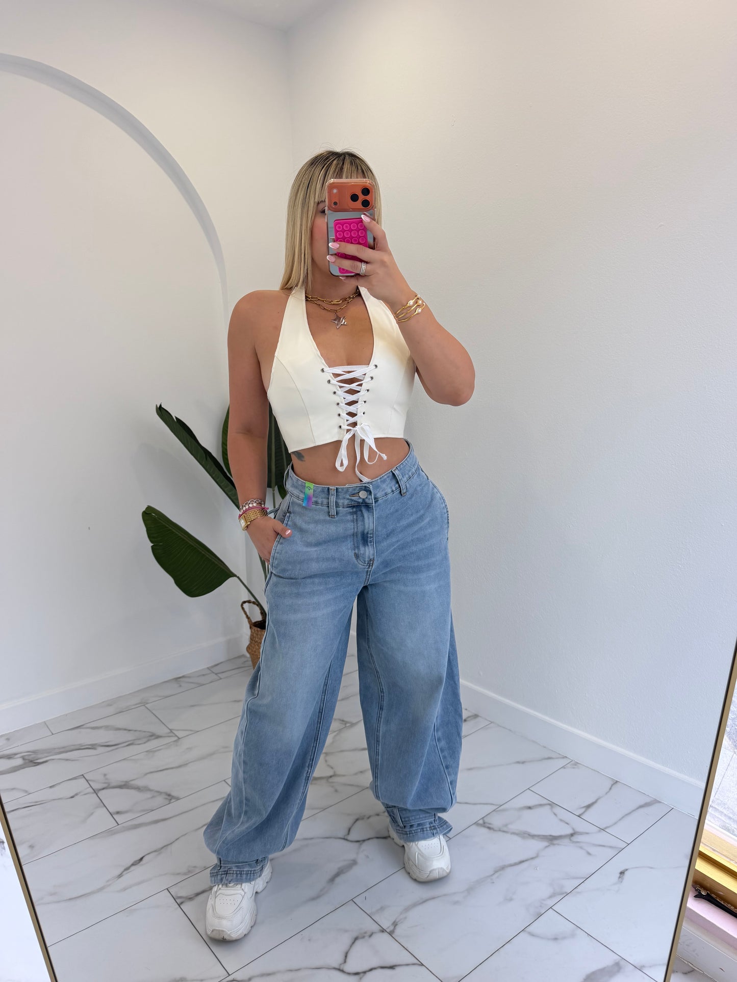 Halter cordones top