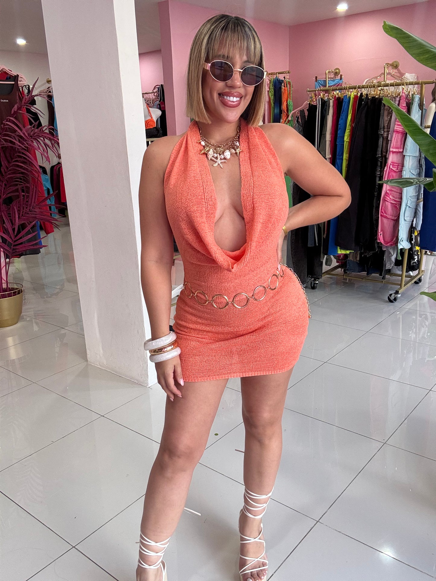 Halter bright dress