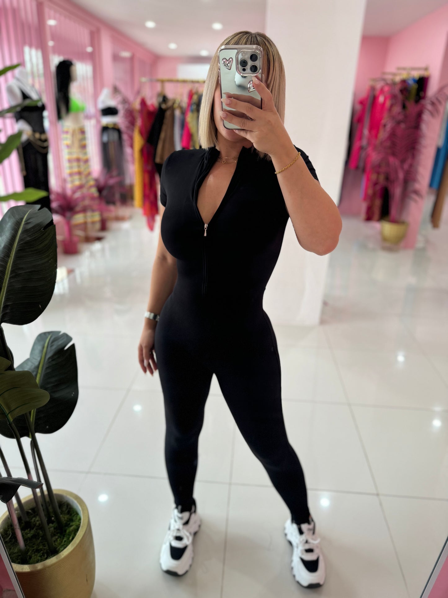 Jumpsuit Tshirt Style Zipper (Spandex) sport