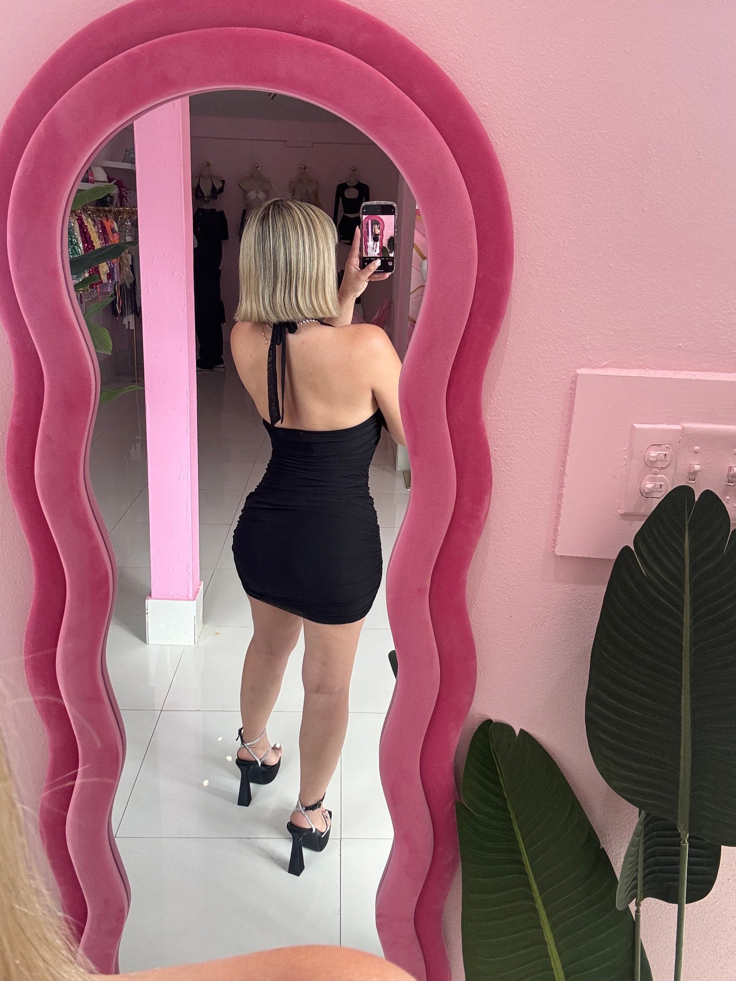 Mesh Halter mini Dress