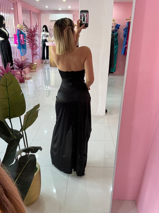 Satin Turtle neck Long dress