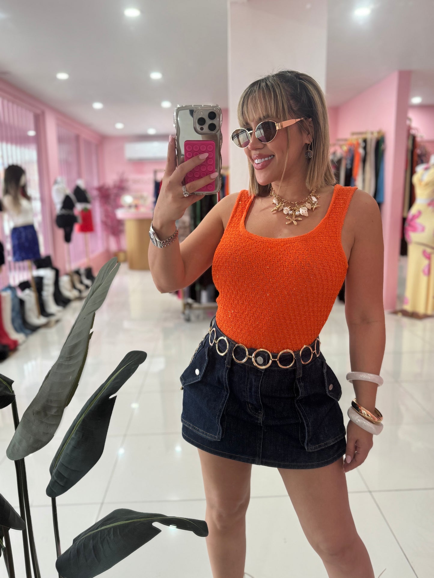 Orange cute tank top