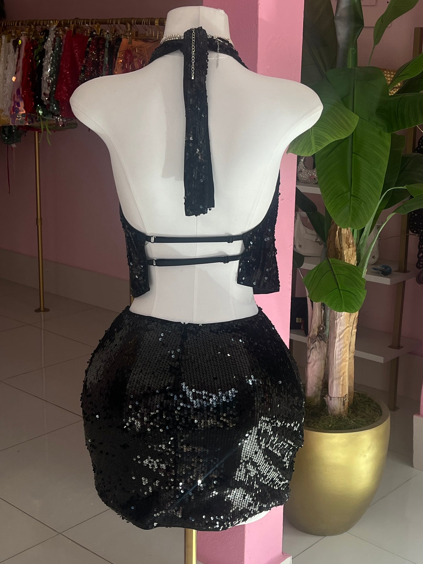 Sequins halter set