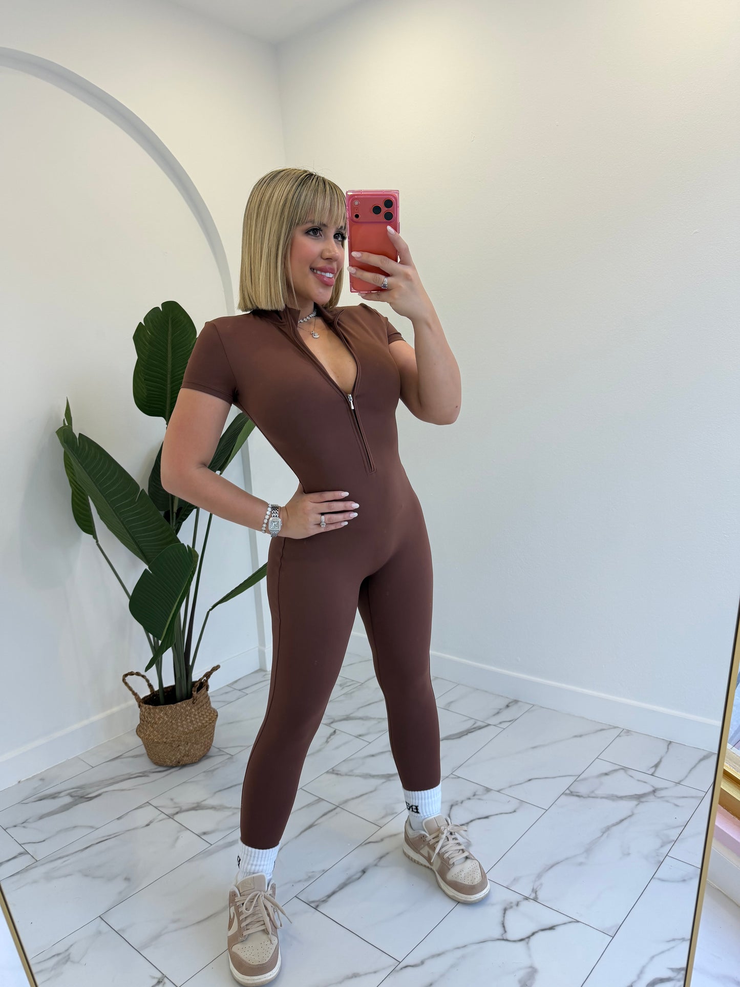 Jumpsuit Tshirt Style Zipper (Spandex) sport