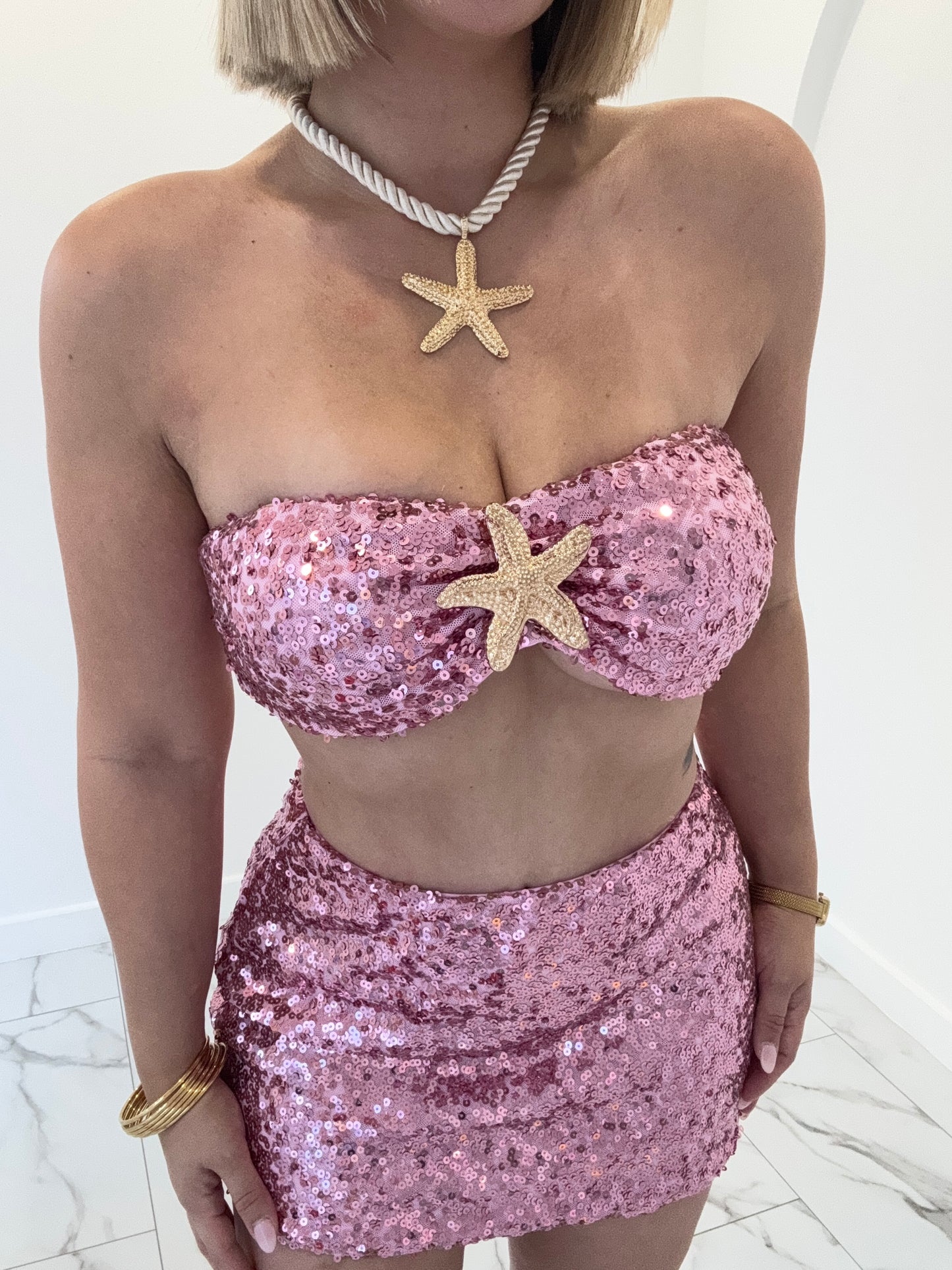 Strapless star sequins set