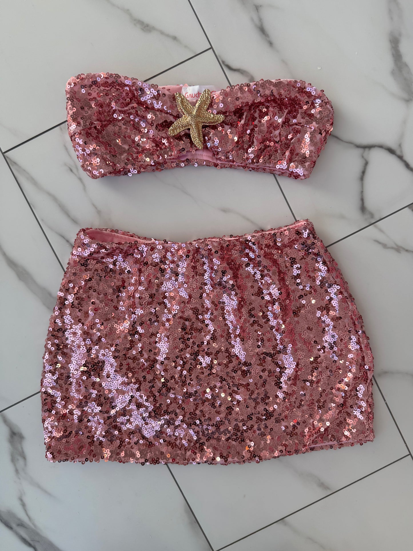 Strapless star sequins set