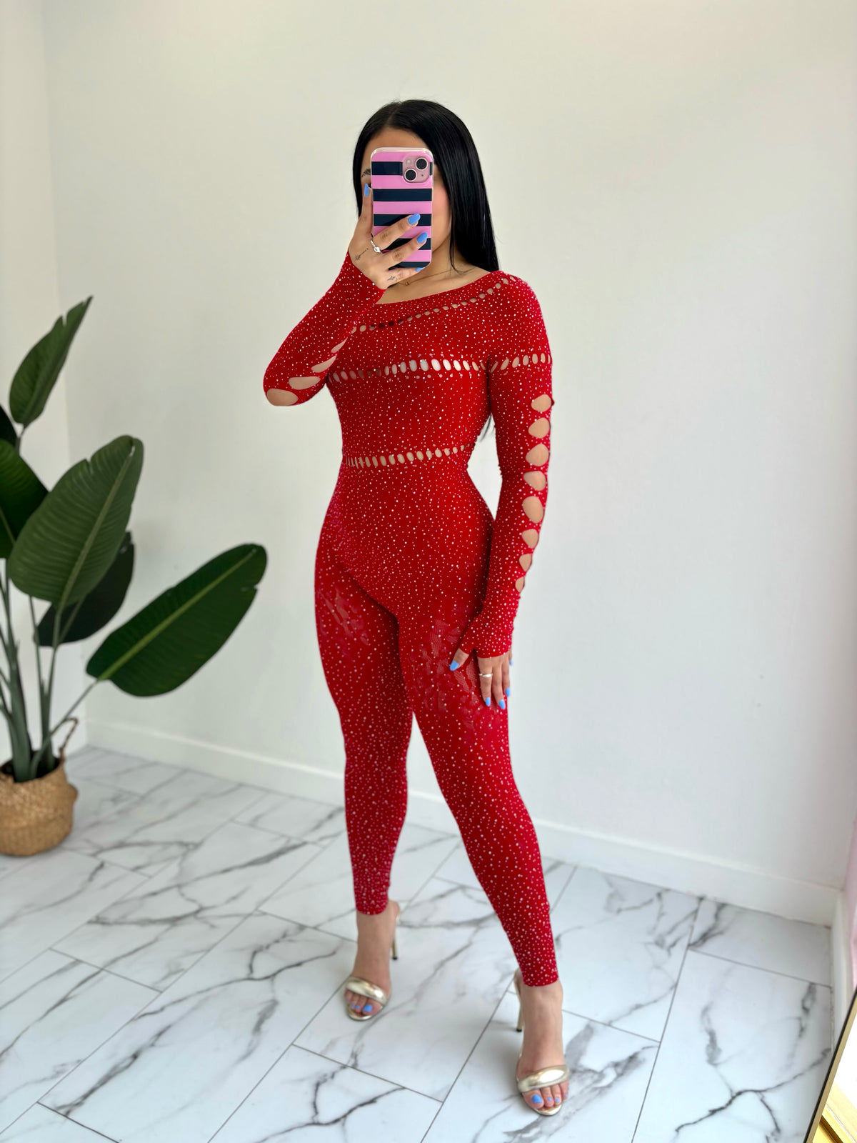 OS Rhinestone Jumpsuit