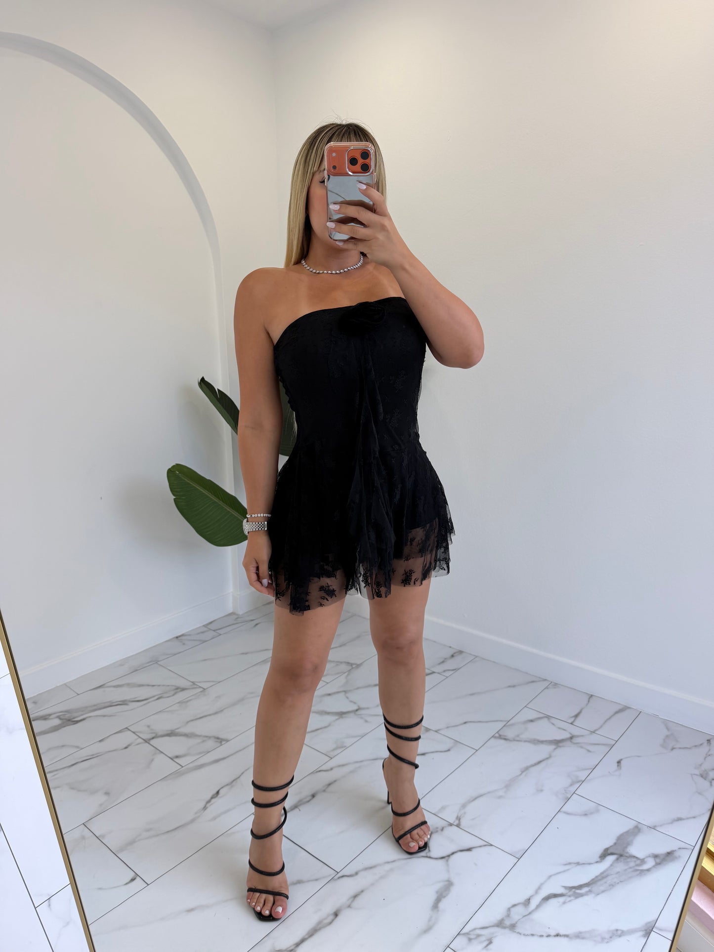Strapless encaje Dress