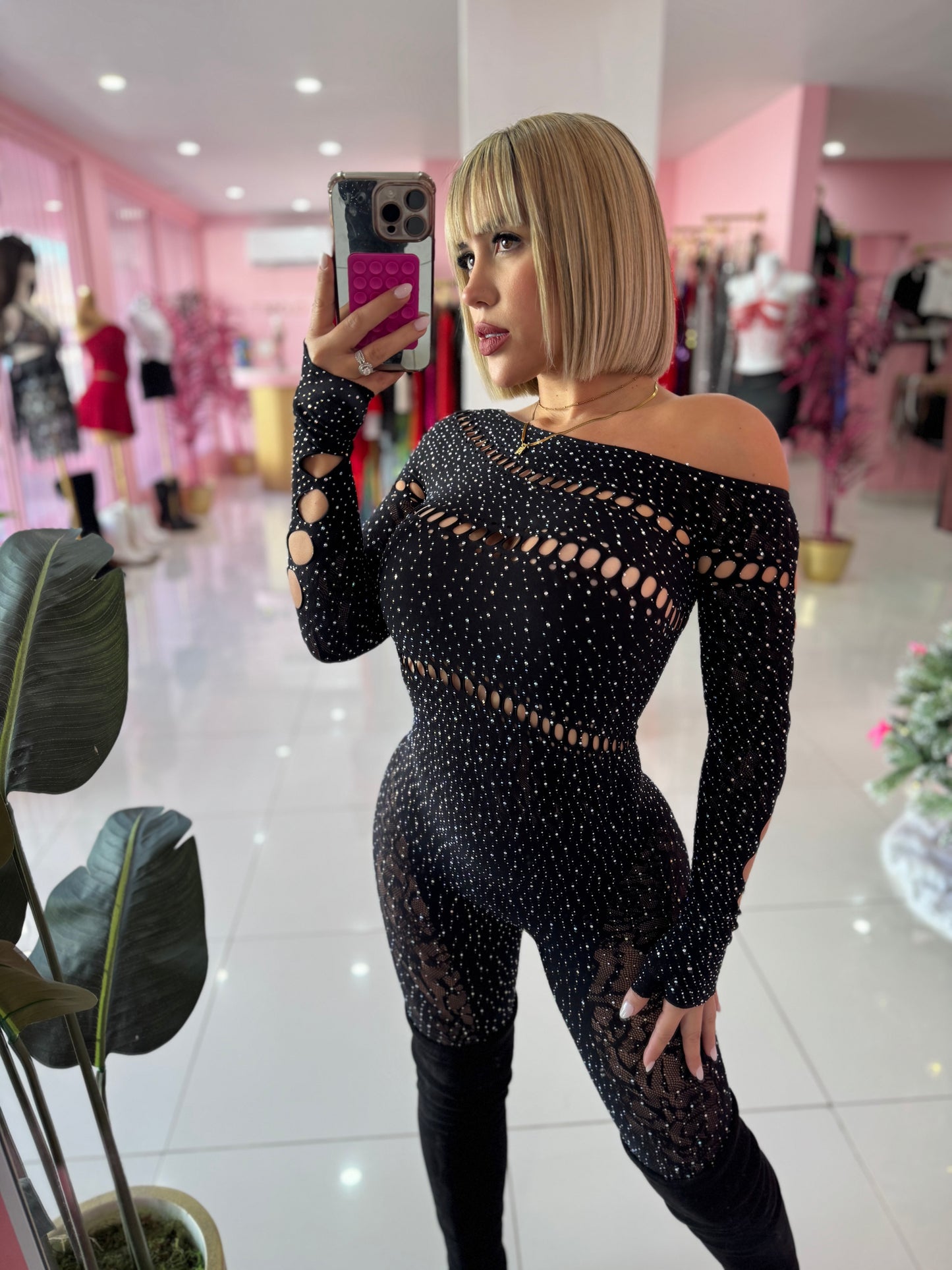 OS Rhinestone Jumpsuit