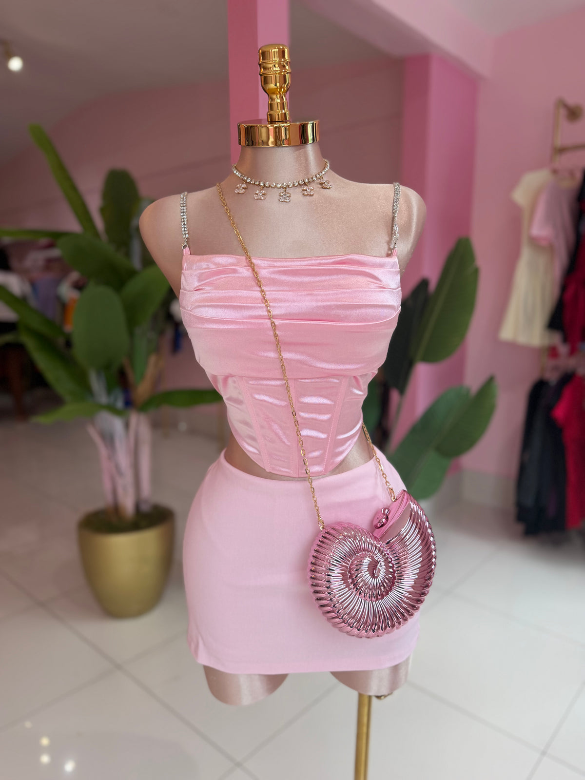 Satin Corset Rhinestone