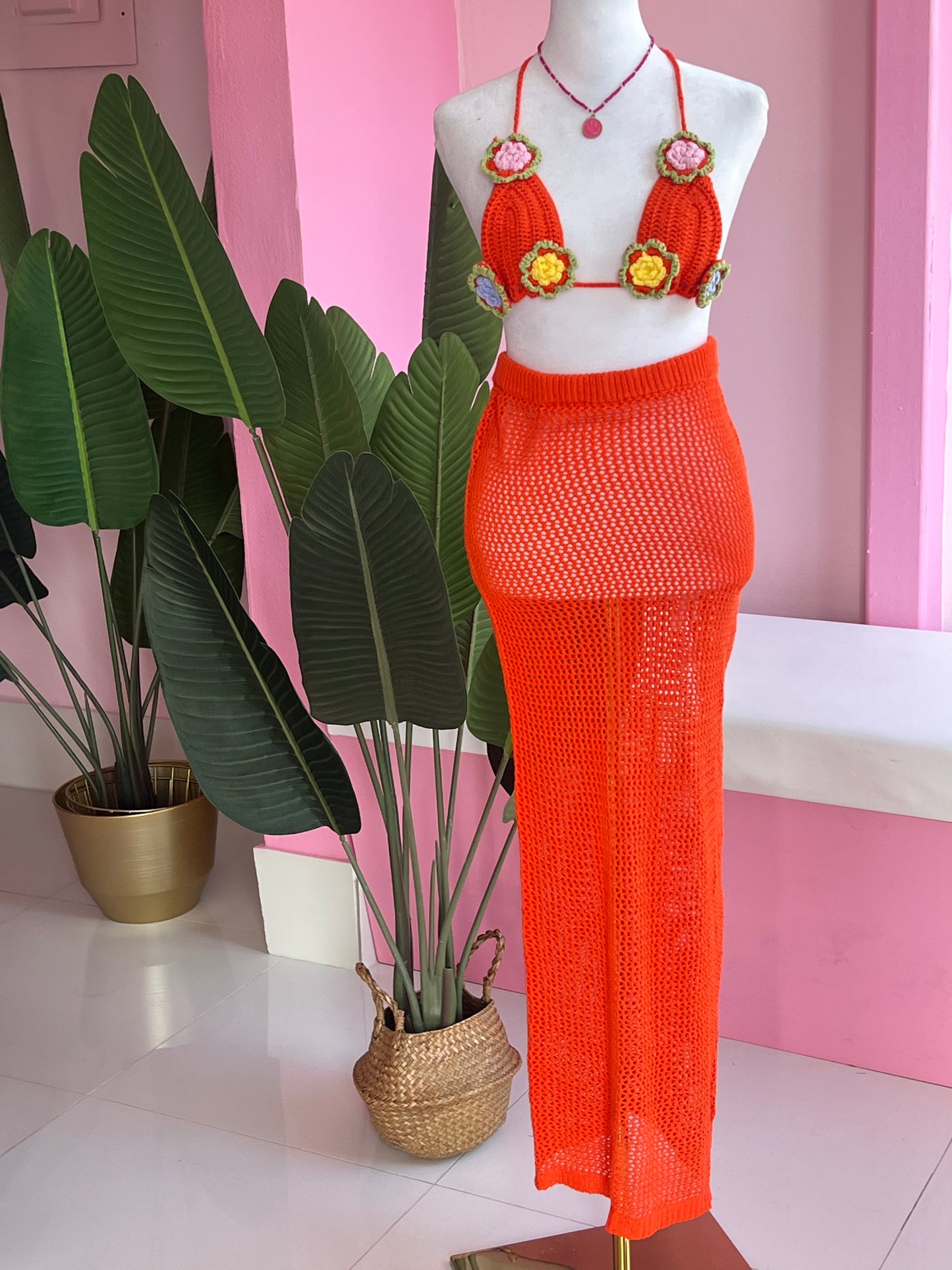 Flower Crochet Maxi set
