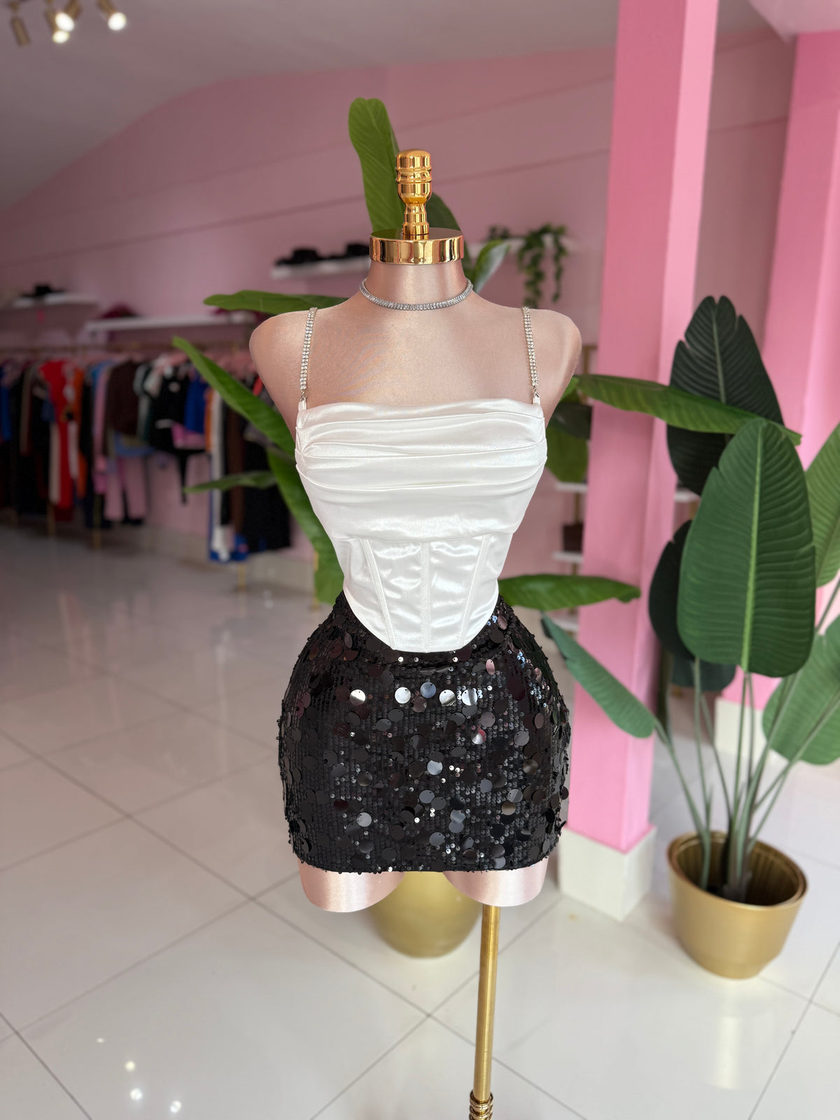 Satin Corset Rhinestone