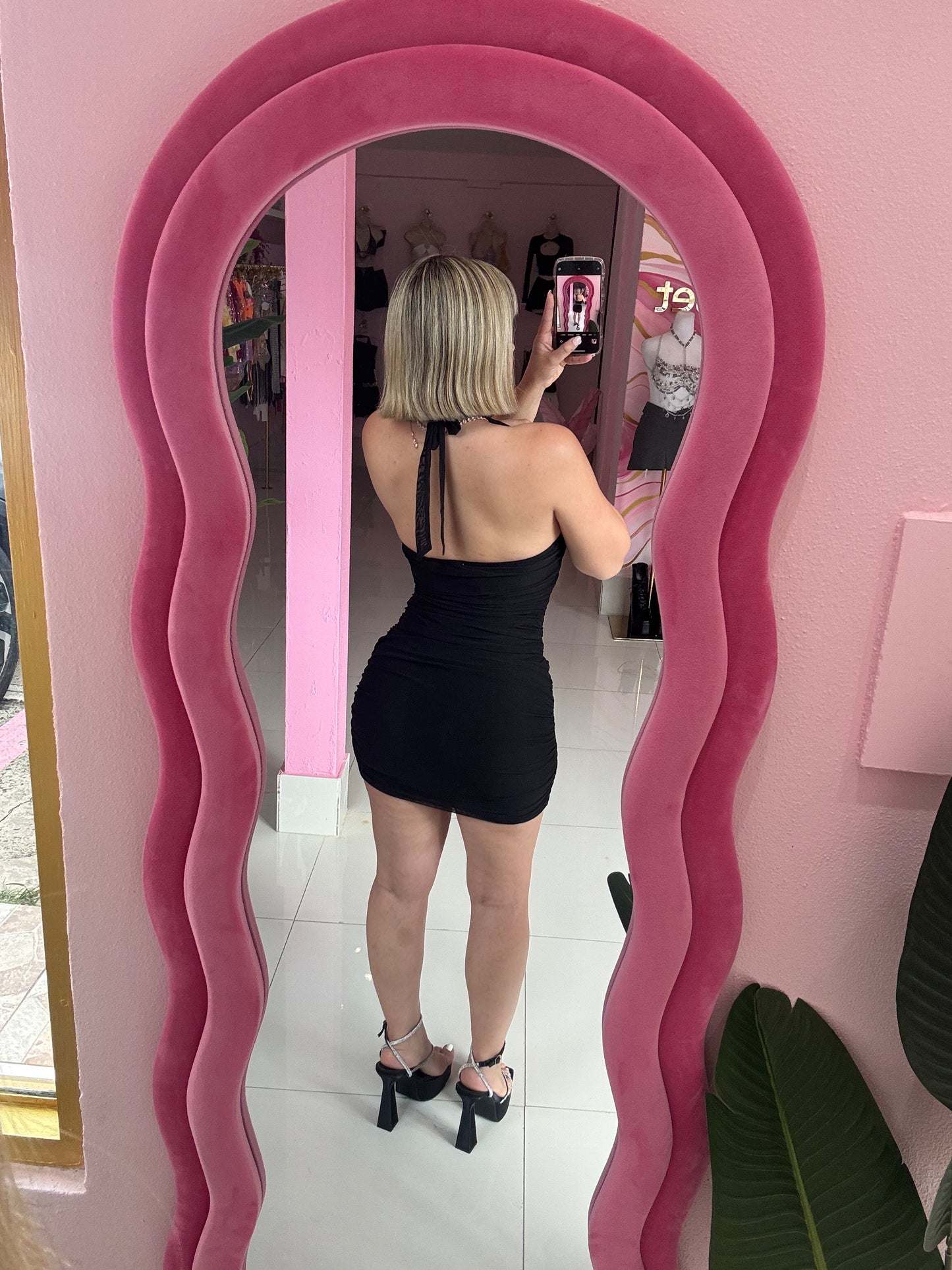 Mesh Halter mini Dress