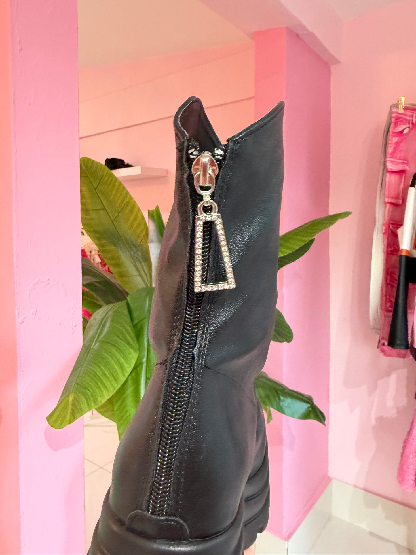 Leather Sock Plataforma botas