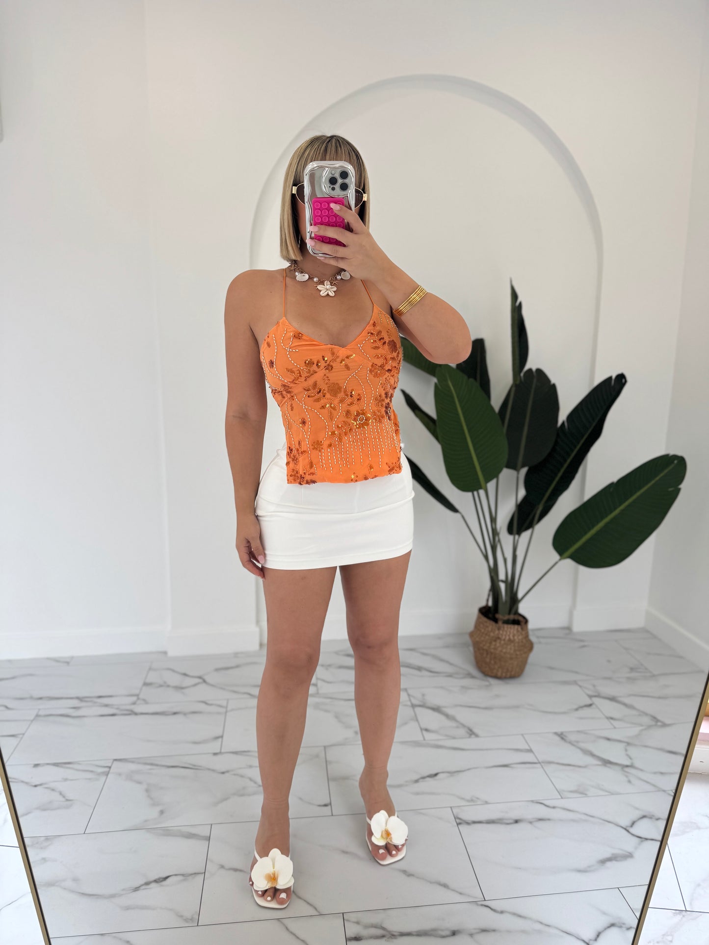 Fancy open back top