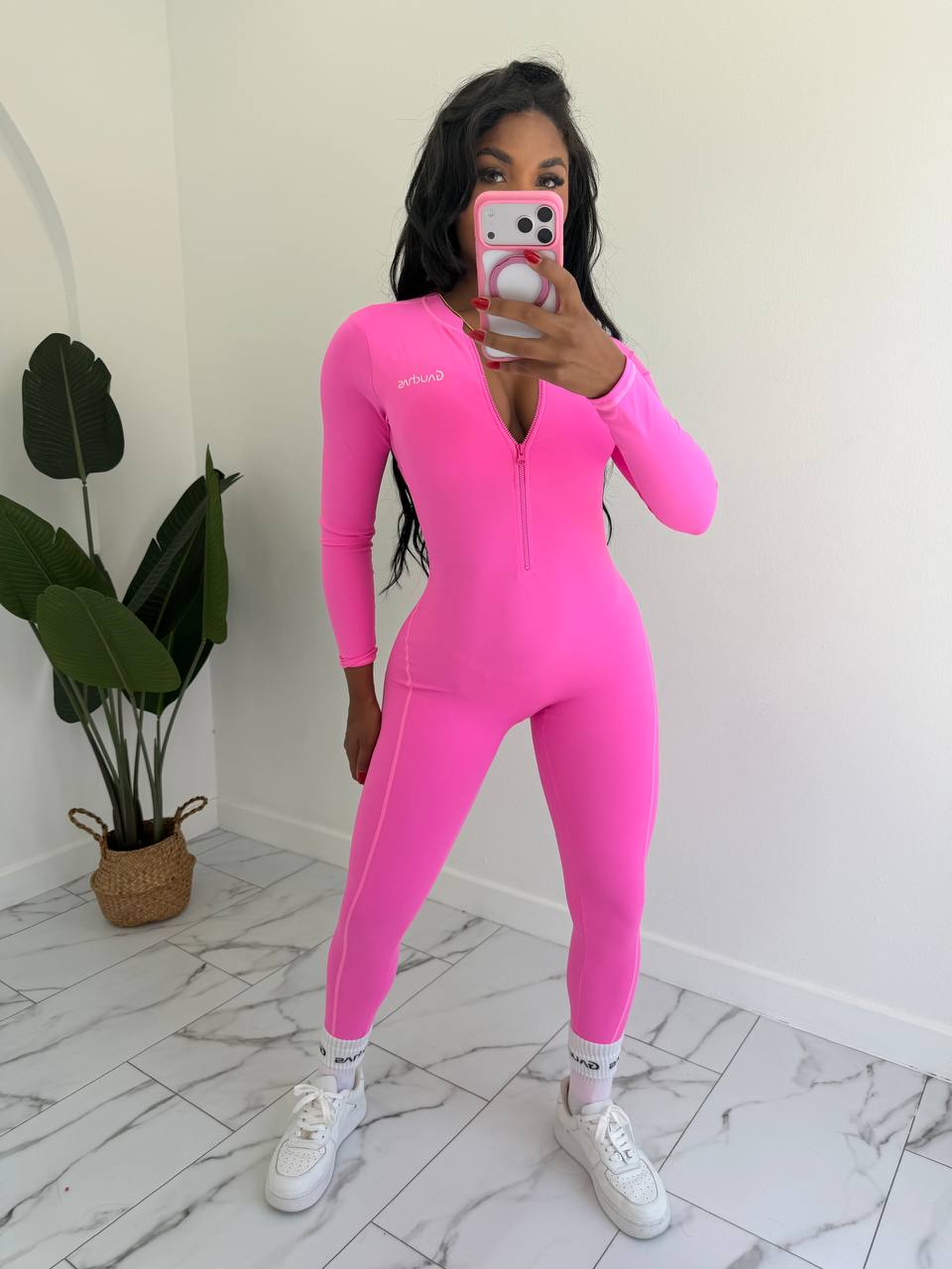 Jumpsuit zipper Skinny (espalda descubierta) manga larga