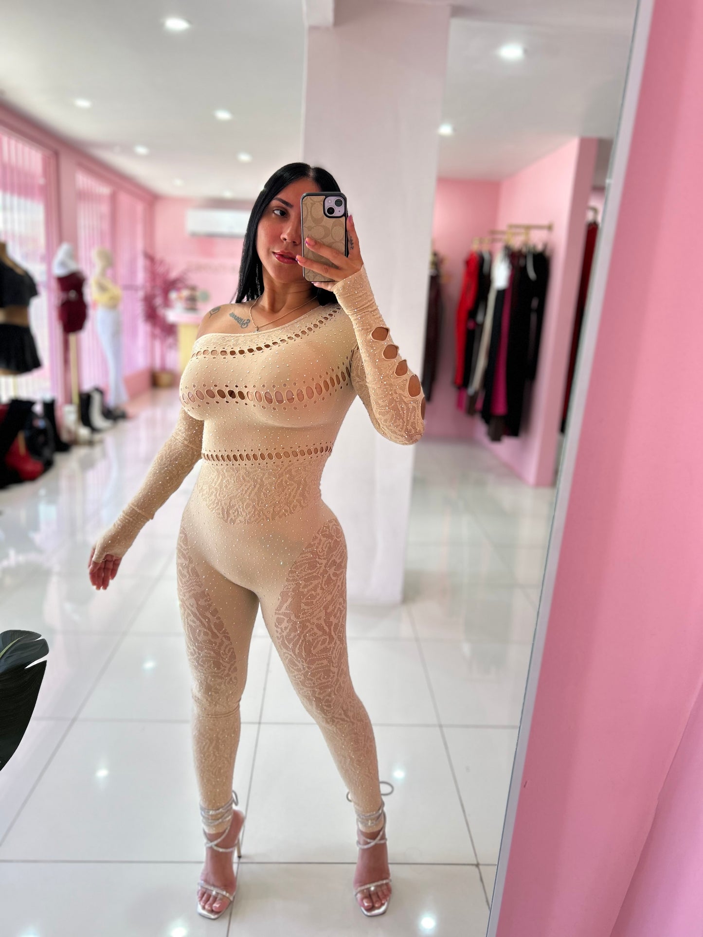 OS Rhinestone Jumpsuit