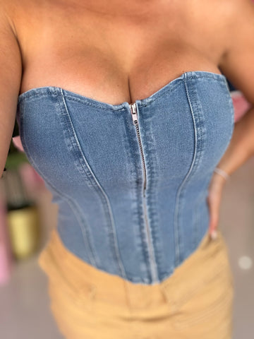 Corset denim zipper ONLY LARGE