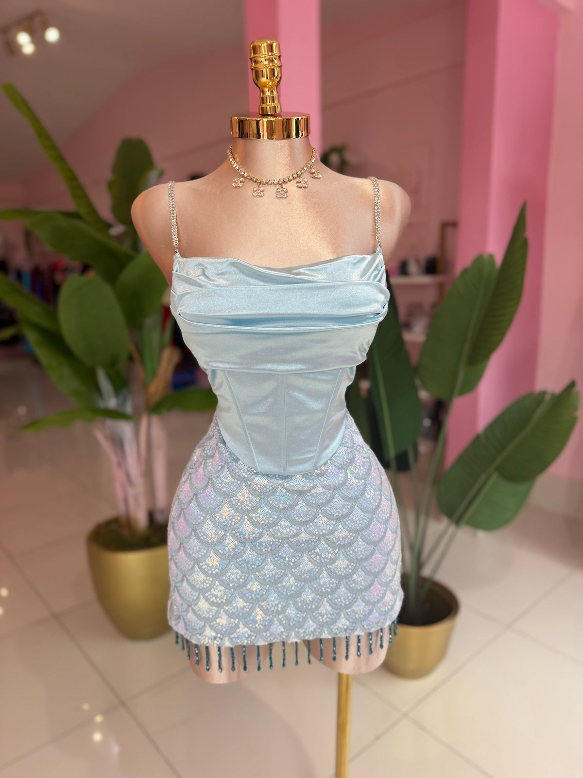 Satin Corset Rhinestone