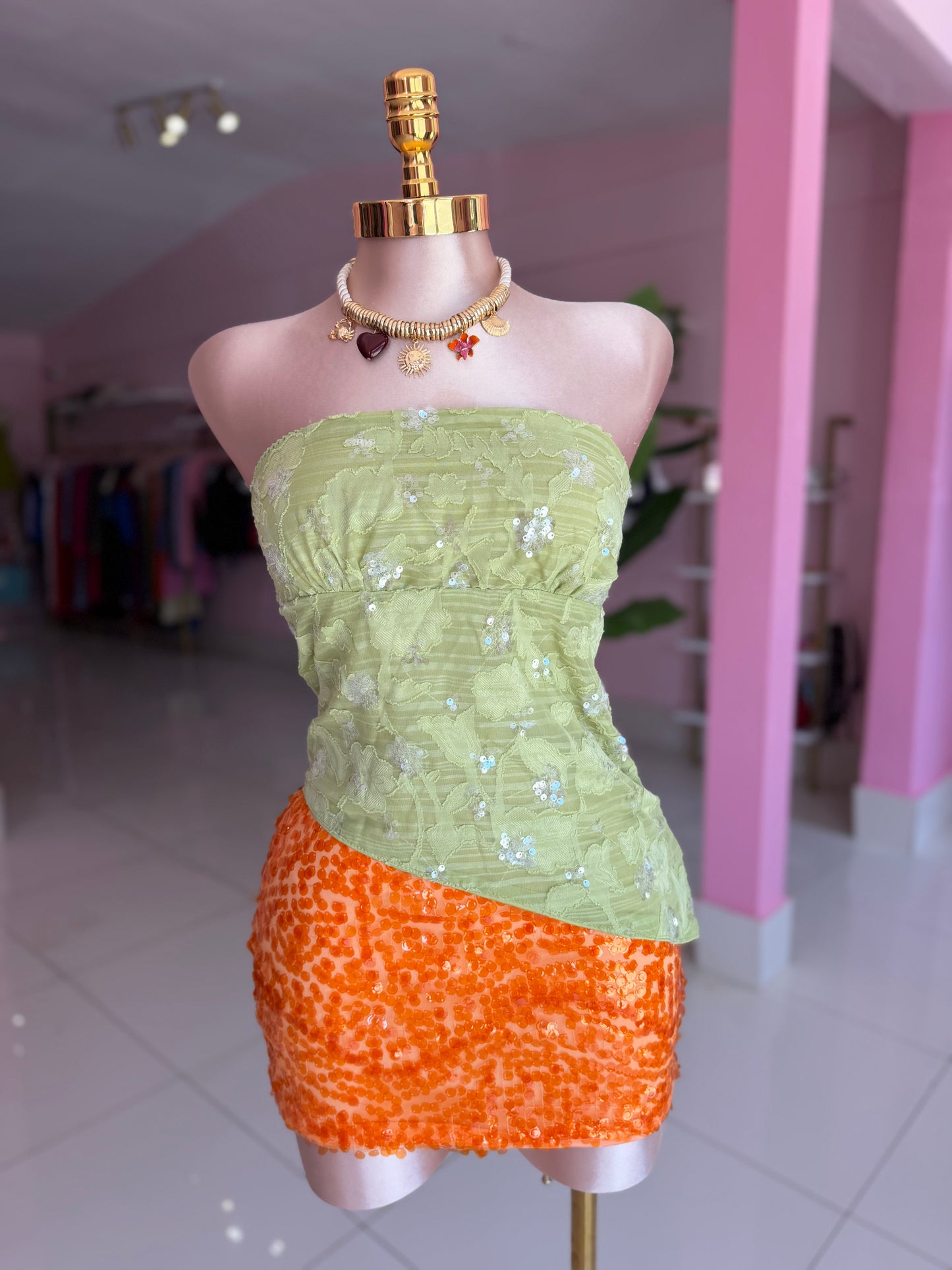 Green strapless