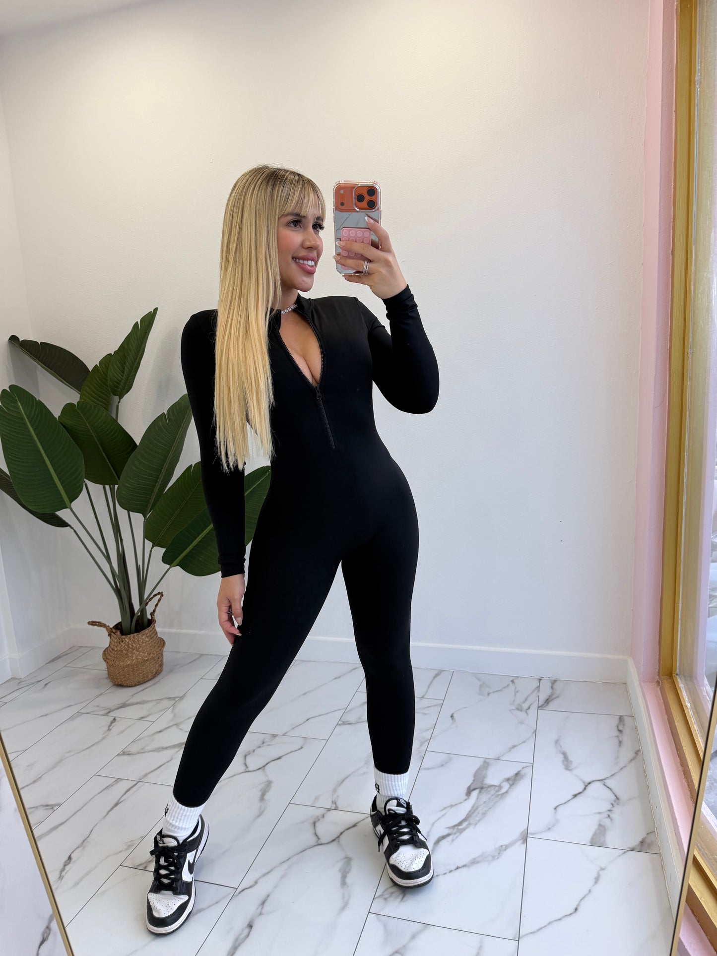 Jumpsuit zipper manga larga sport