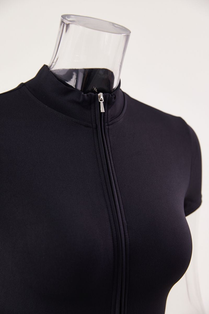 Jumpsuit Tshirt Style Zipper (Spandex) sport
