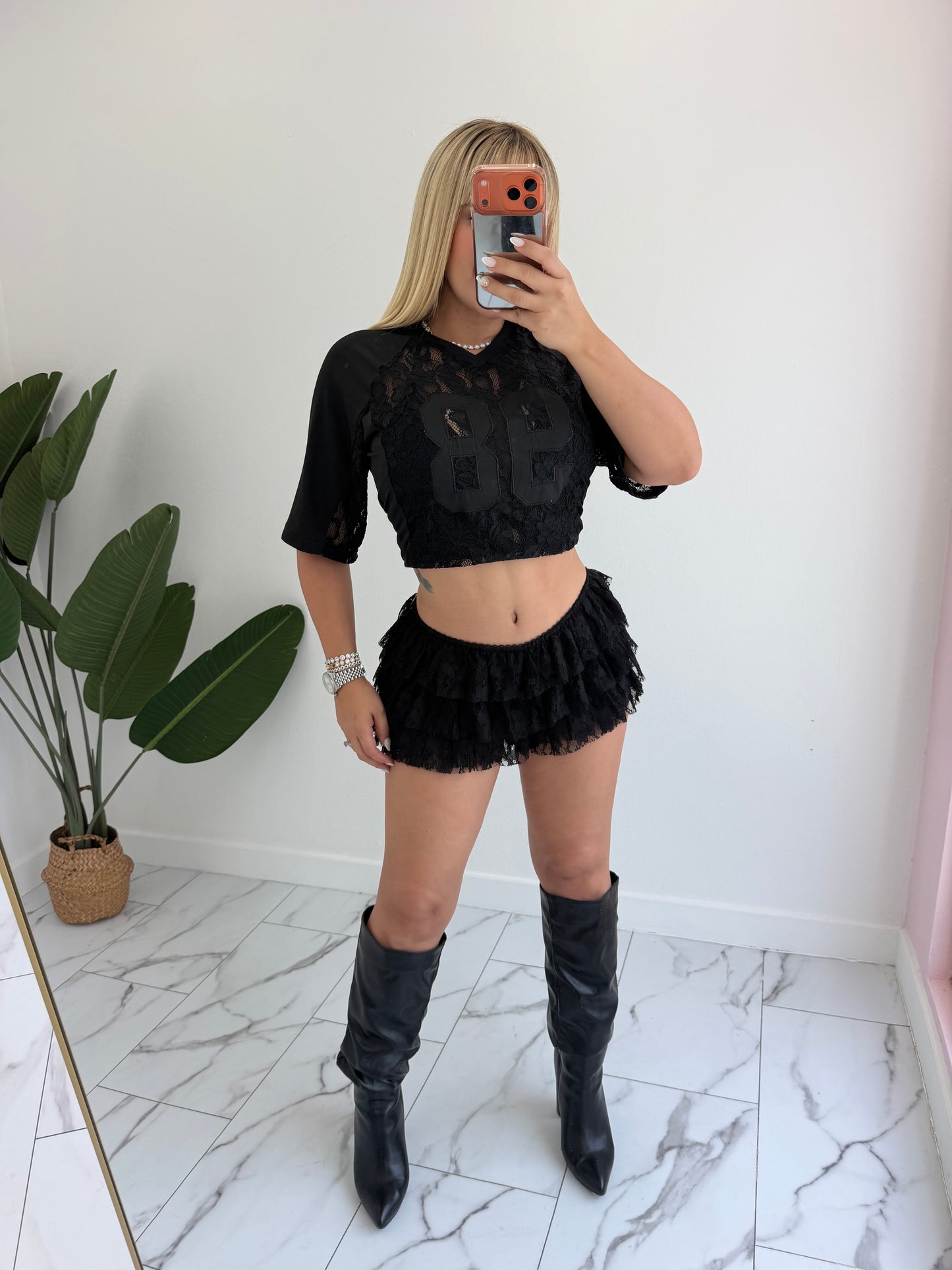 Short coquette encaje
